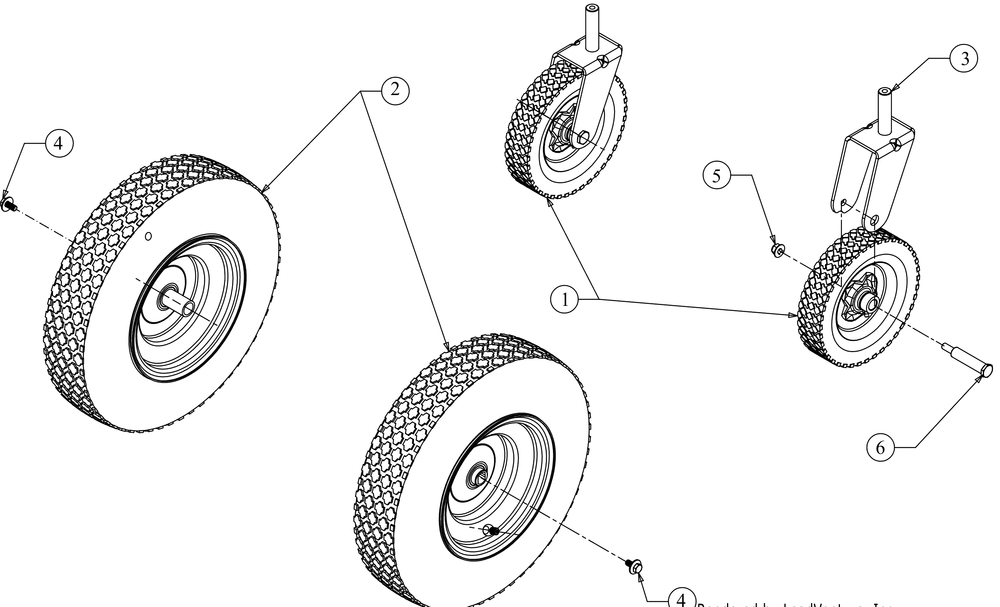 Wheel Assembly Diagram and Parts List for CC760ES (12AE76JU010)(2016) Cub Cadet Lawn Mower